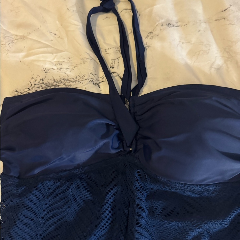 Jessica Simpson Navy Swimsuit with Lace Detail - Picture 4 of 7